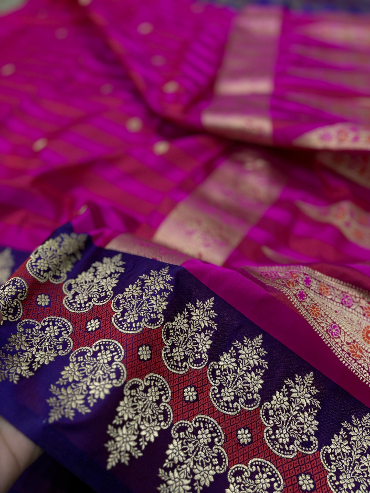 Pure Banarasi Katan Silk Saree with Kadhwa Pallu and  Satin Border