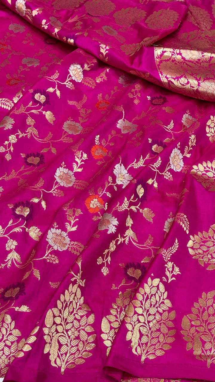 Pink Pure Meenakari Banarasi Katan Silk Saree