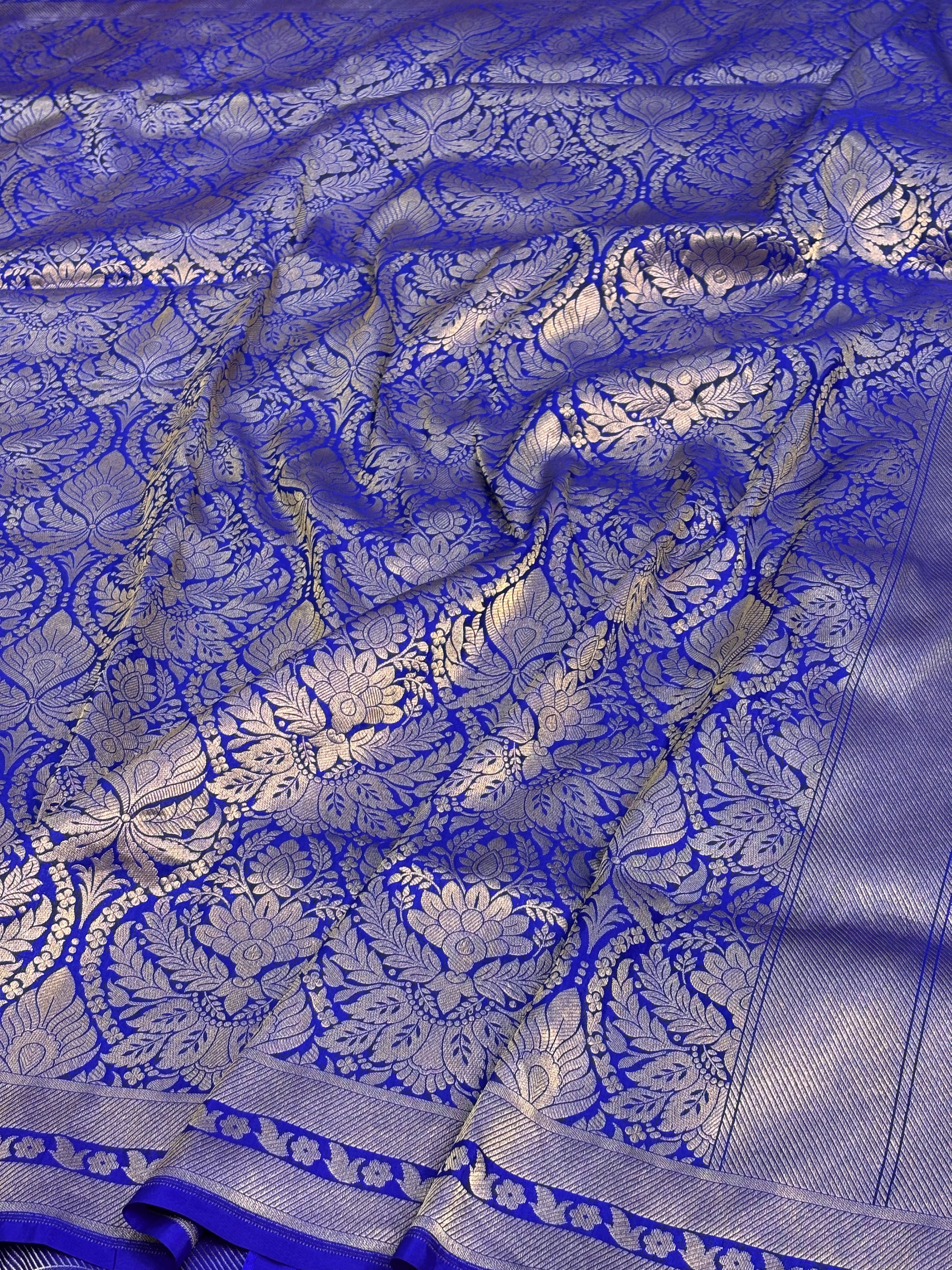 Janhvi Kapoor Inspired Royal Blue Banarasi Pure Katan Silk Saree