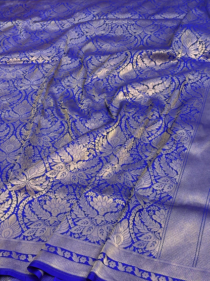 Janhvi Kapoor Inspired Royal Blue Banarasi Pure Katan Silk Saree