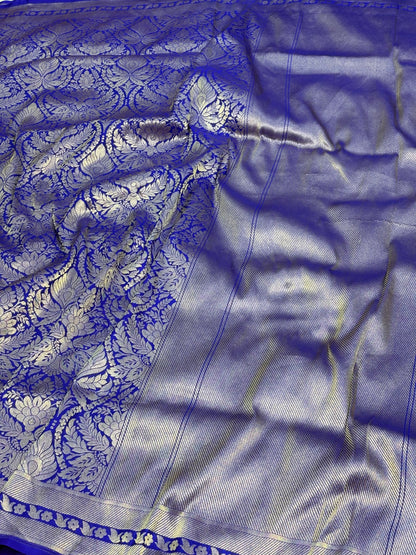 Janhvi Kapoor Inspired Royal Blue Banarasi Pure Katan Silk Saree