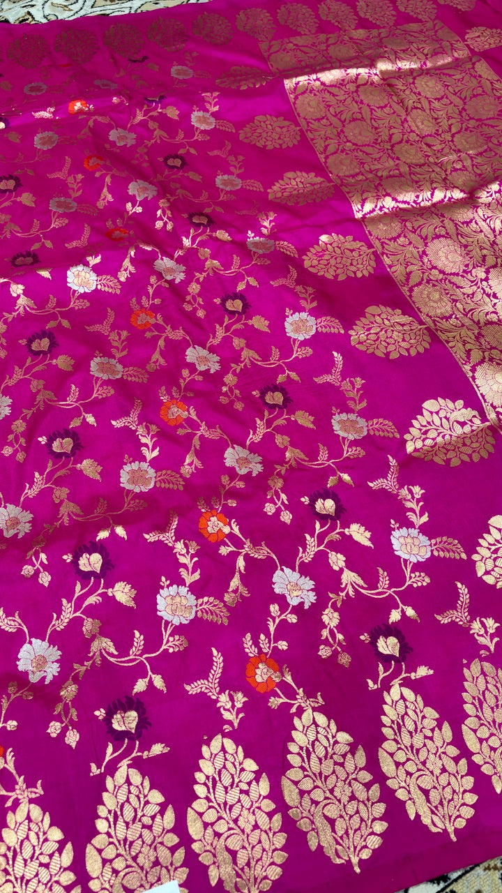 Pink Pure Meenakari Banarasi Katan Silk Saree