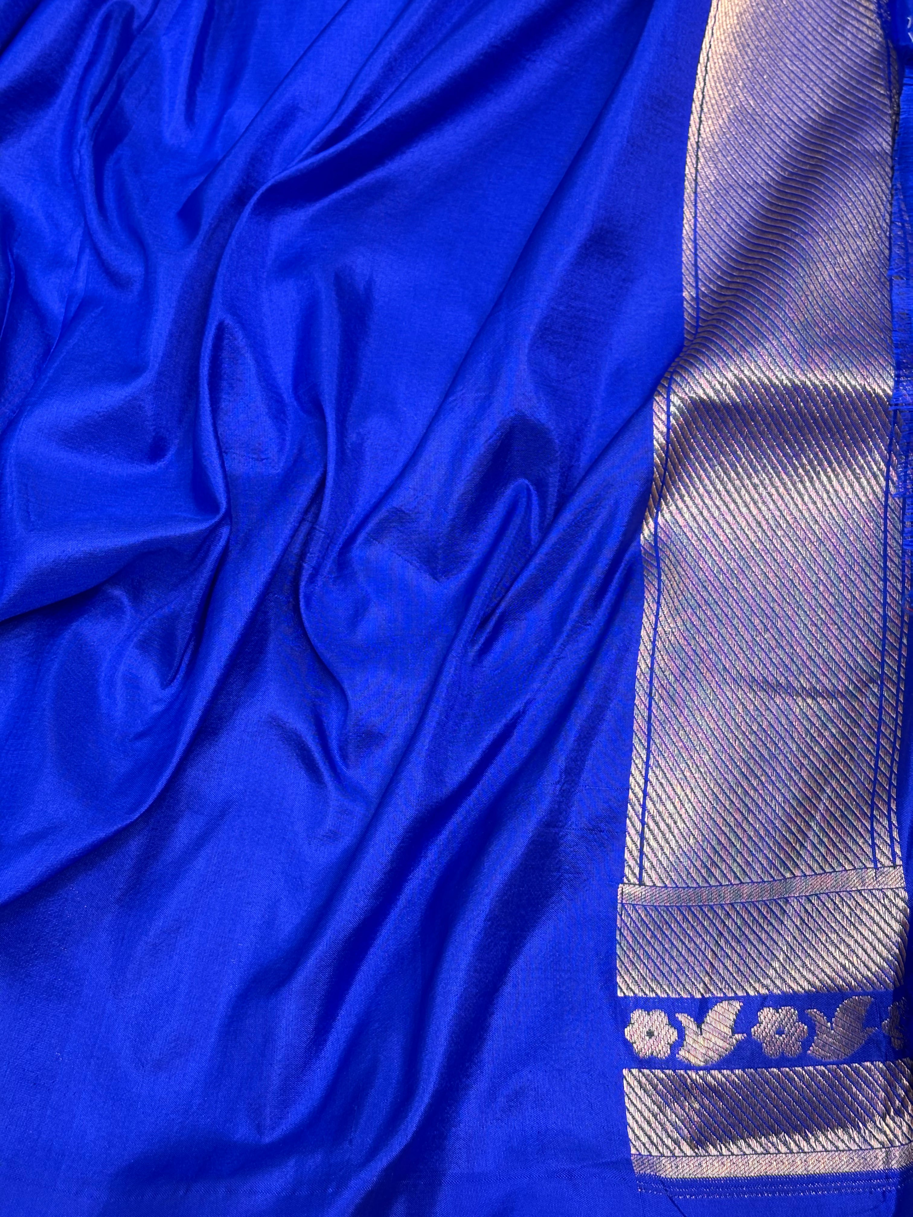 Janhvi Kapoor Inspired Royal Blue Banarasi Pure Katan Silk Saree