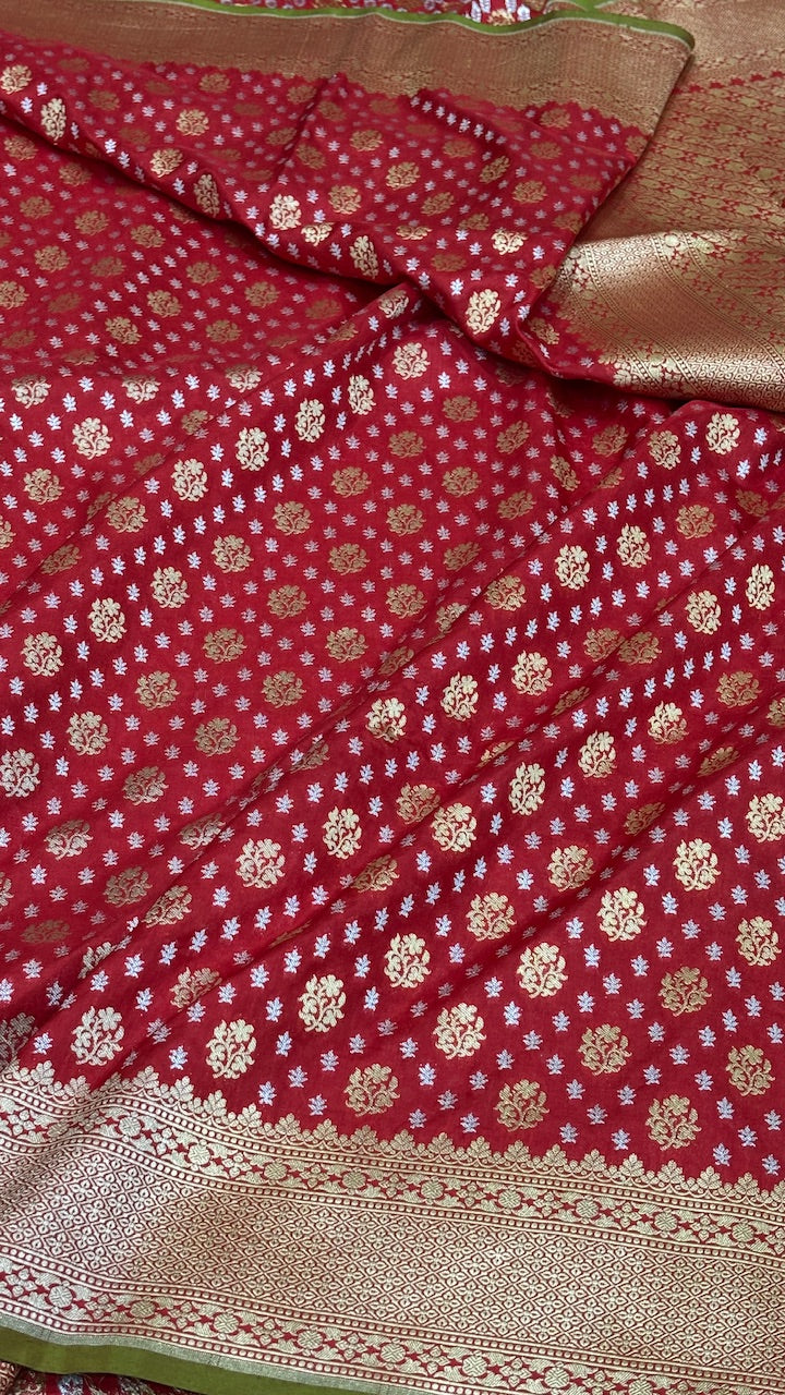 Red Banarasi Katan Silk Handwoven Saree