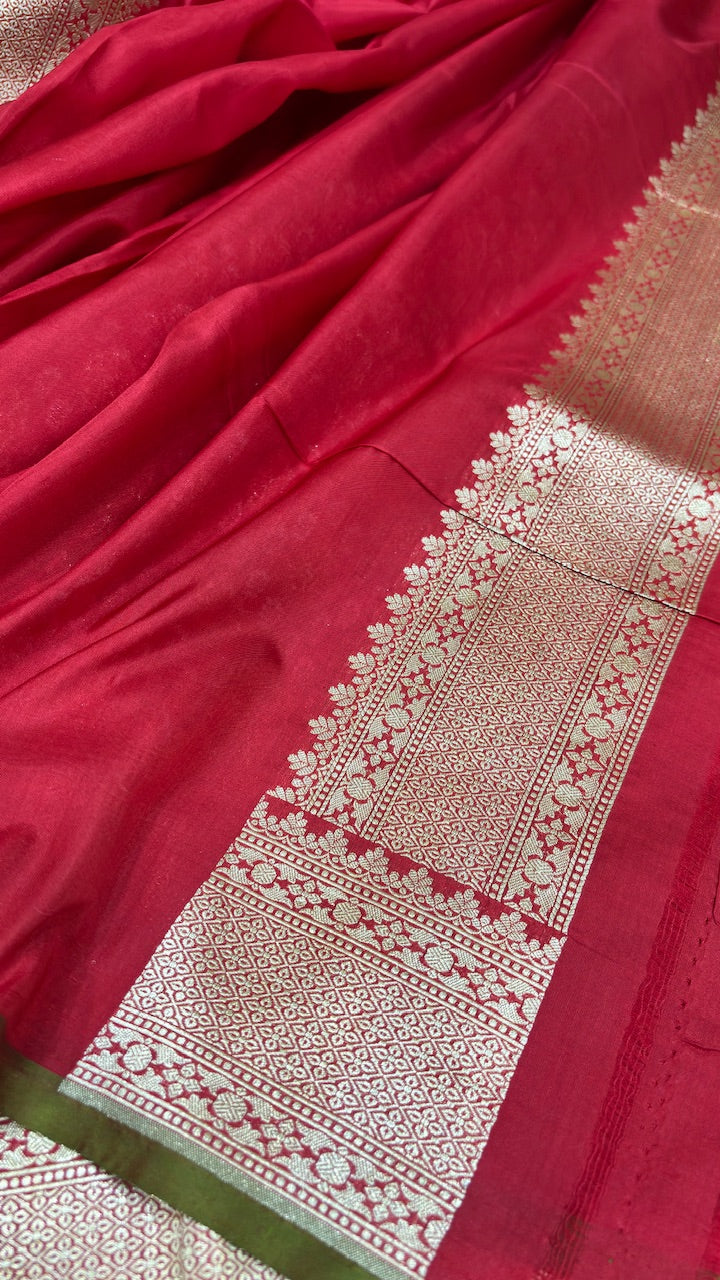 Red Banarasi Katan Silk Handwoven Saree