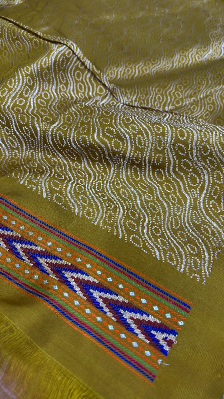 Musterd Yellow Banarasi Katan Silk Handwoven Saree