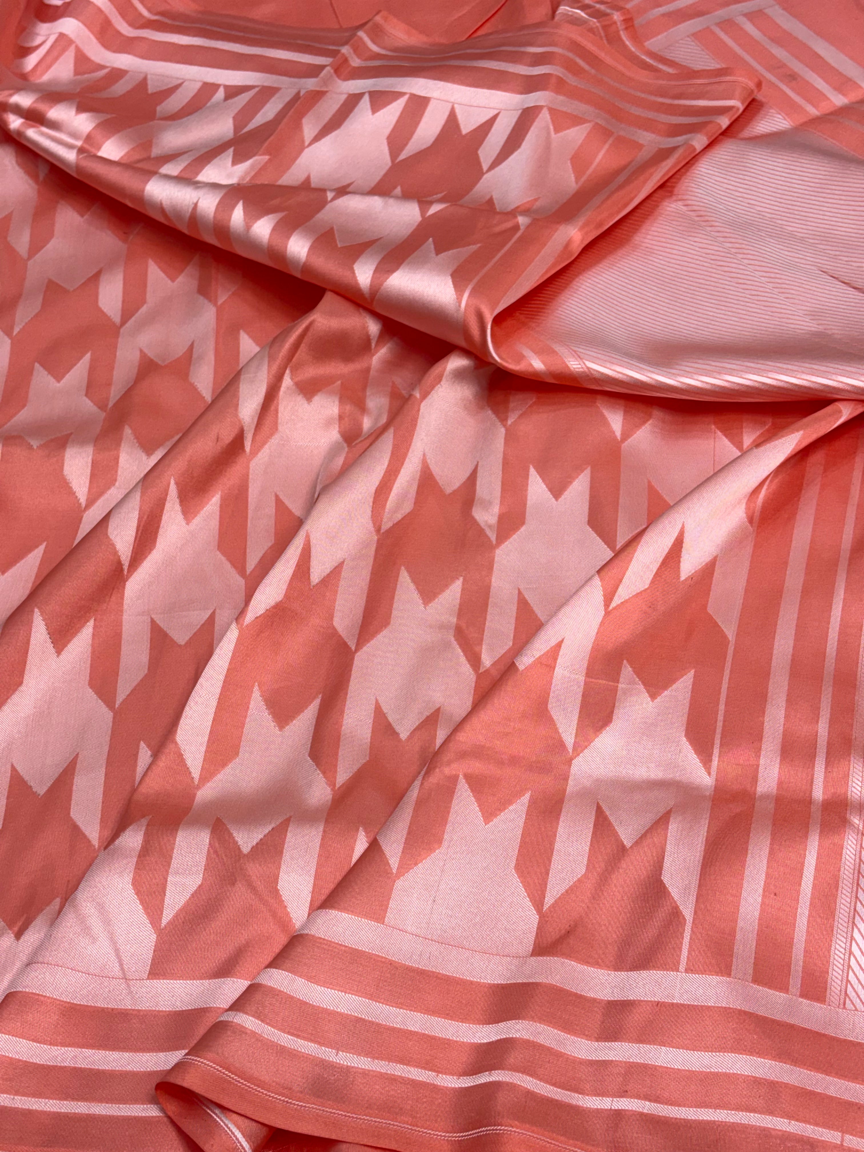 Modern Banarasi Peach Pure Katan Silk Lightweight Brocade Saree with Resham Thread Weaving