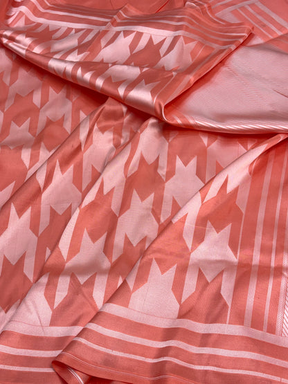 Modern Banarasi Peach Pure Katan Silk Lightweight Brocade Saree with Resham Thread Weaving