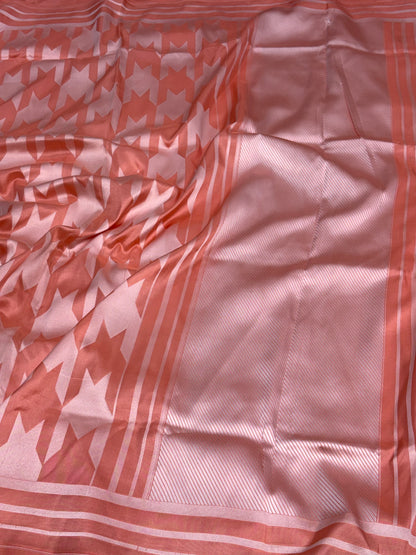 Modern Banarasi Peach Pure Katan Silk Lightweight Brocade Saree with Resham Thread Weaving