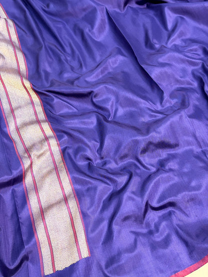 Royal Blue Handwoven Real Zari Silk Exclusive Jamdani Saree