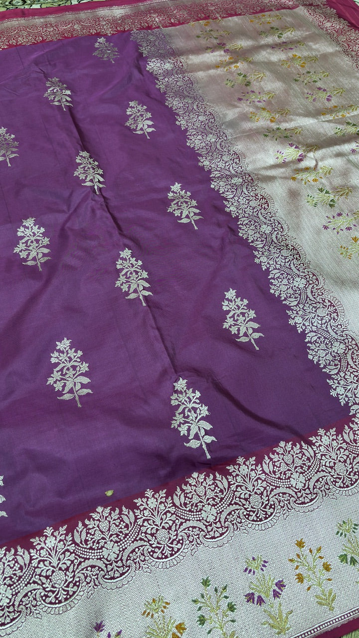 Mauve Banarasi Katan Silk Handwoven Saree