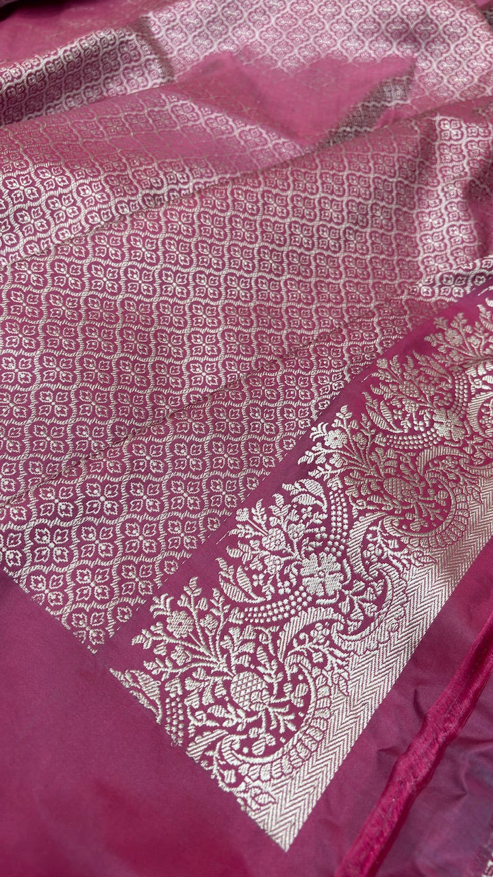 Mauve Banarasi Katan Silk Handwoven Saree
