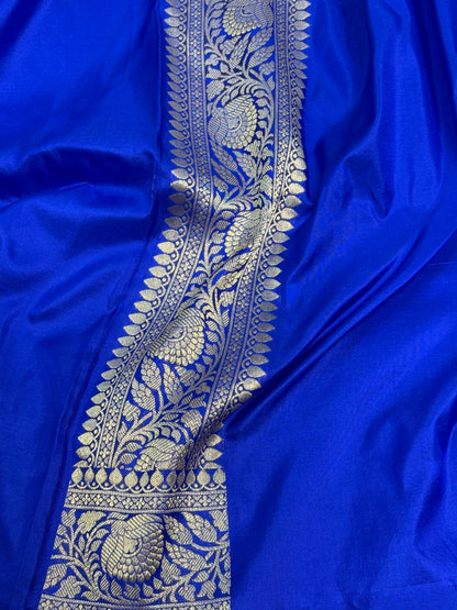 Blue Banarasi Tilfi Meenakari Jaal Weaving Saree with Roopa Sona Zari