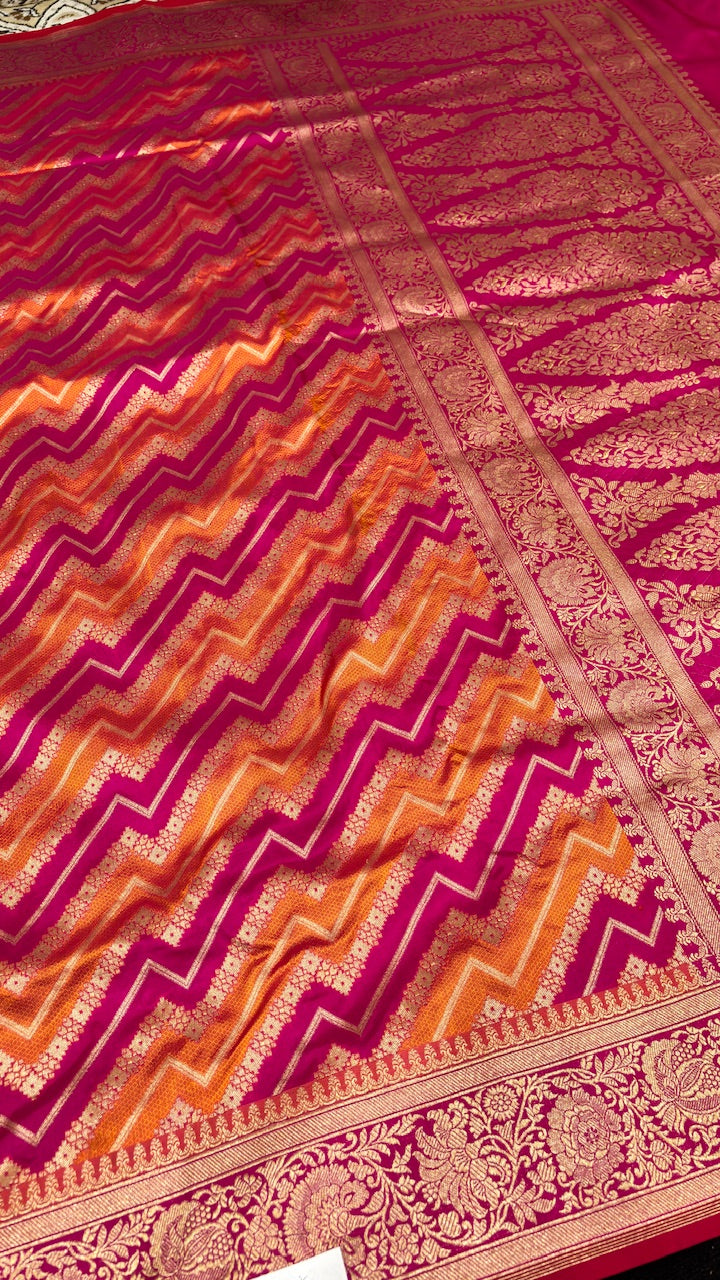 Rani Pink Banarasi Katan Silk Handwoven Saree