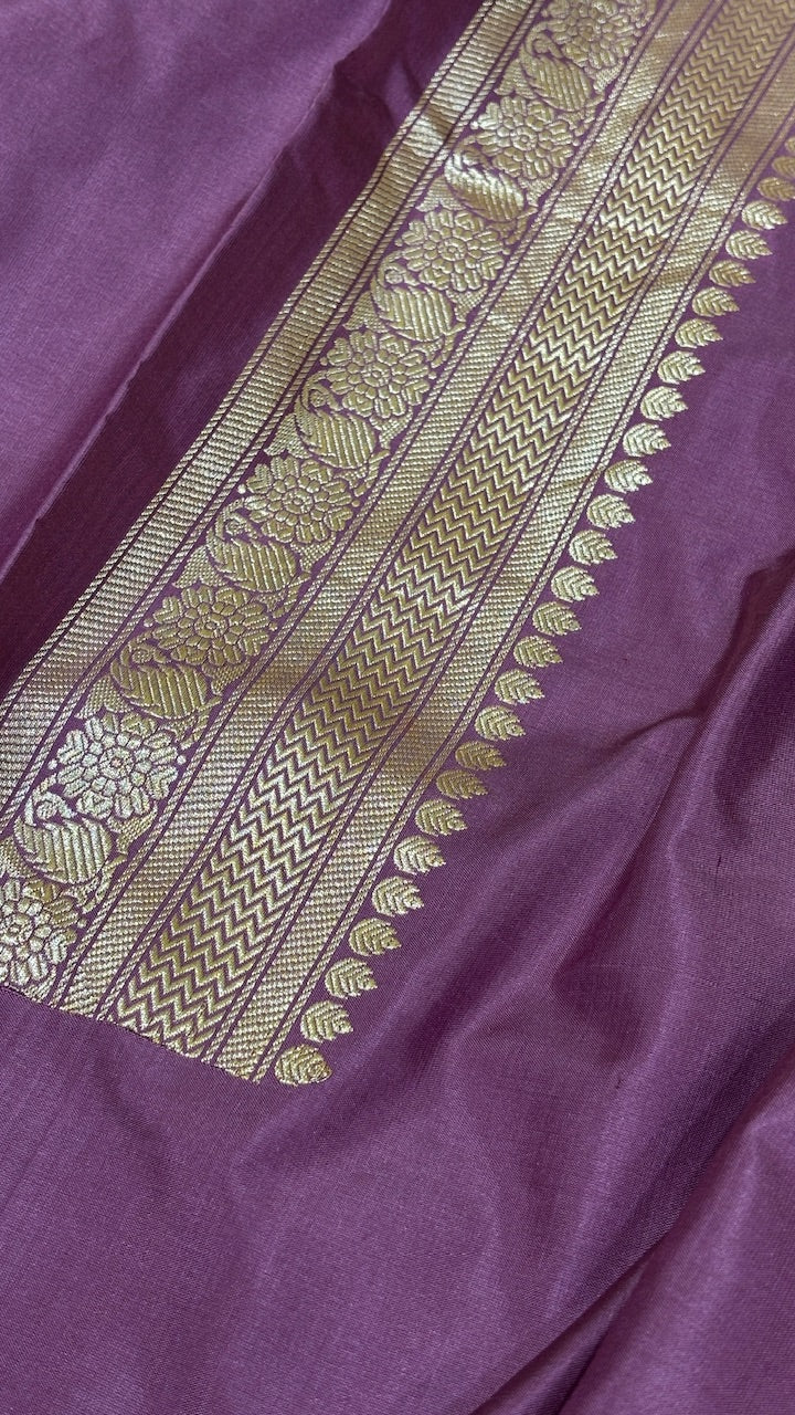 Mauve Banarasi Katan Silk Handwoven Saree