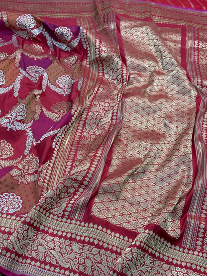 Red Pure Banarasi Rankaat Handwoven Saree