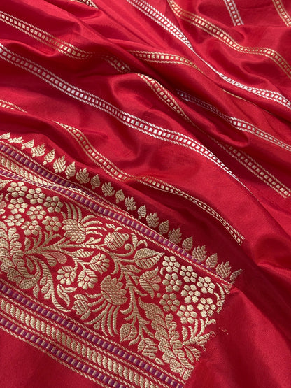 Red Pure Banarasi Rankaat Handwoven Saree