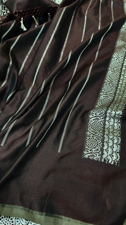 Wine Pure Banarasi Ektara  Silk Handwoven Saree