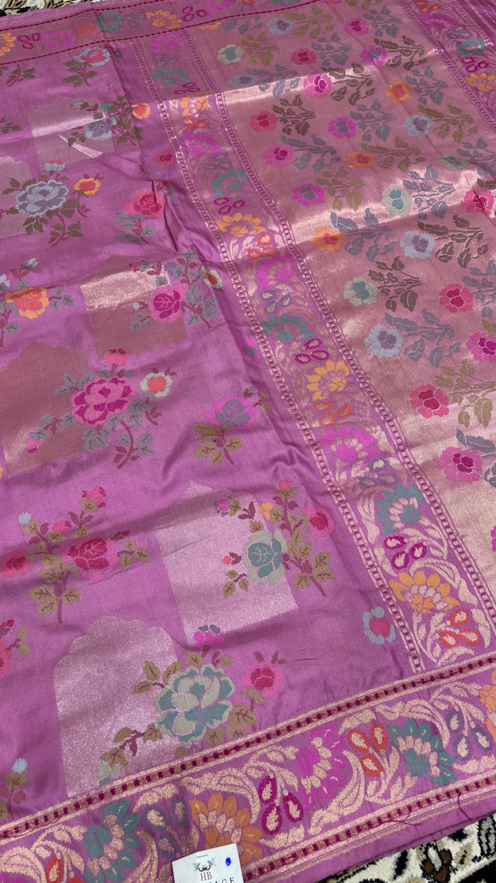 Orchid Purple Pure Banarasi Ektara  Silk Handwoven Saree