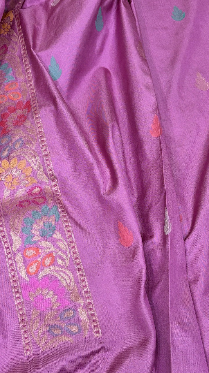 Orchid Purple Pure Banarasi Ektara  Silk Handwoven Saree