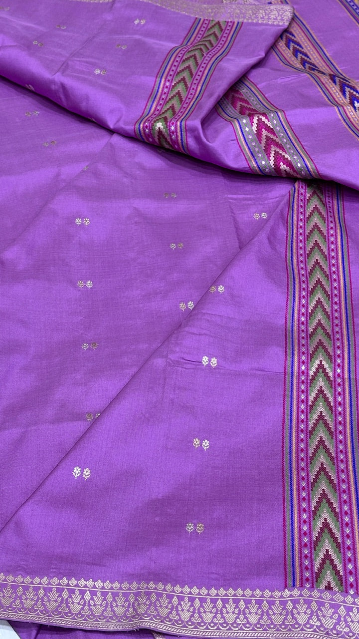 Lavender Pure Banarasi Katan Silk Handwoven Saree