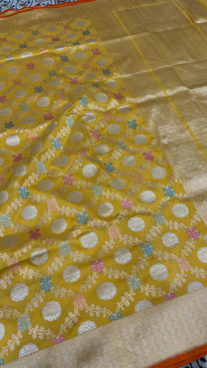 Yellow Pure Banarasi Katan Silk Handwoven Saree