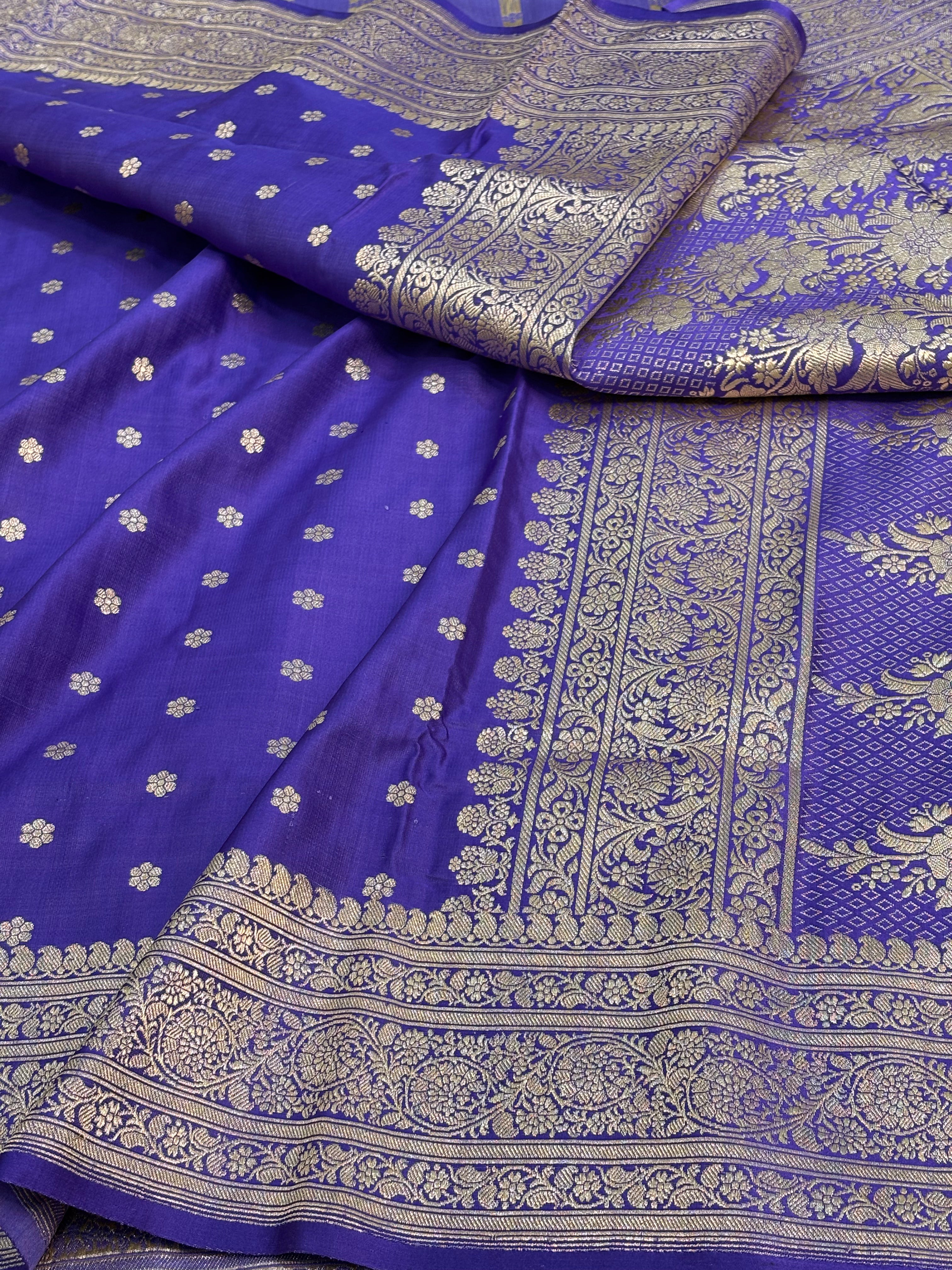 Dark Lavender Handwoven Banarasi Satin Silk Saree