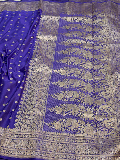 Dark Lavender Handwoven Banarasi Satin Silk Saree