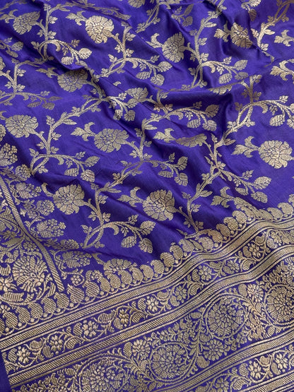 Dark Lavender Handwoven Banarasi Satin Silk Saree