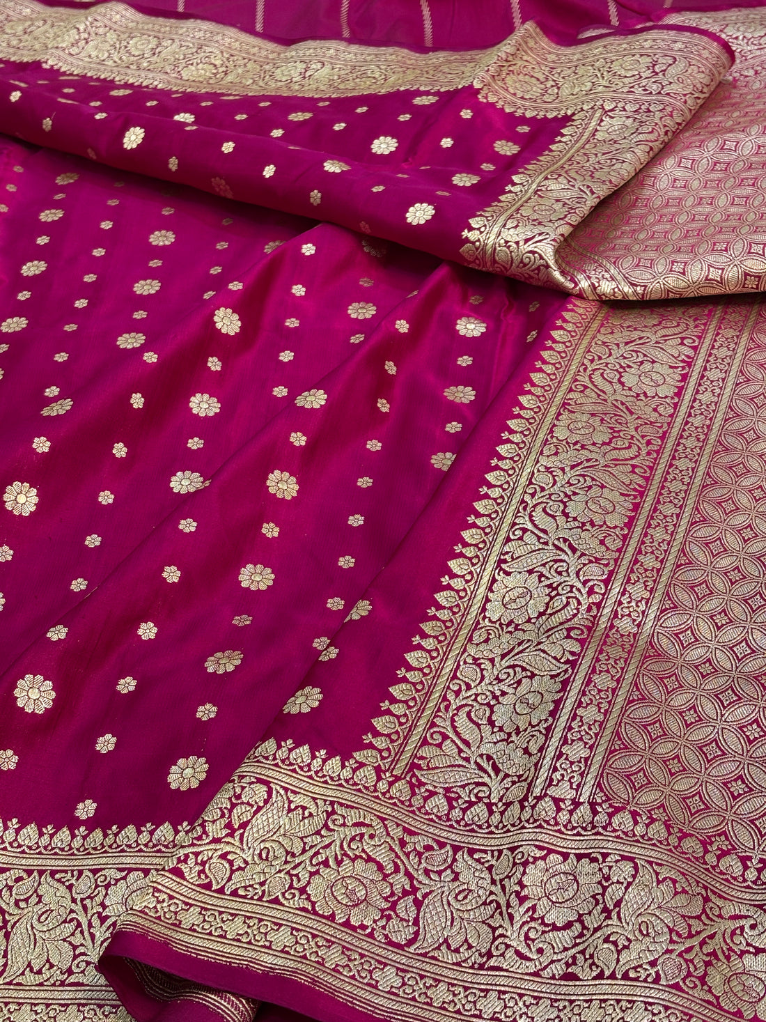 Pink Handwoven Banarasi Satin Silk with Chunari Buti