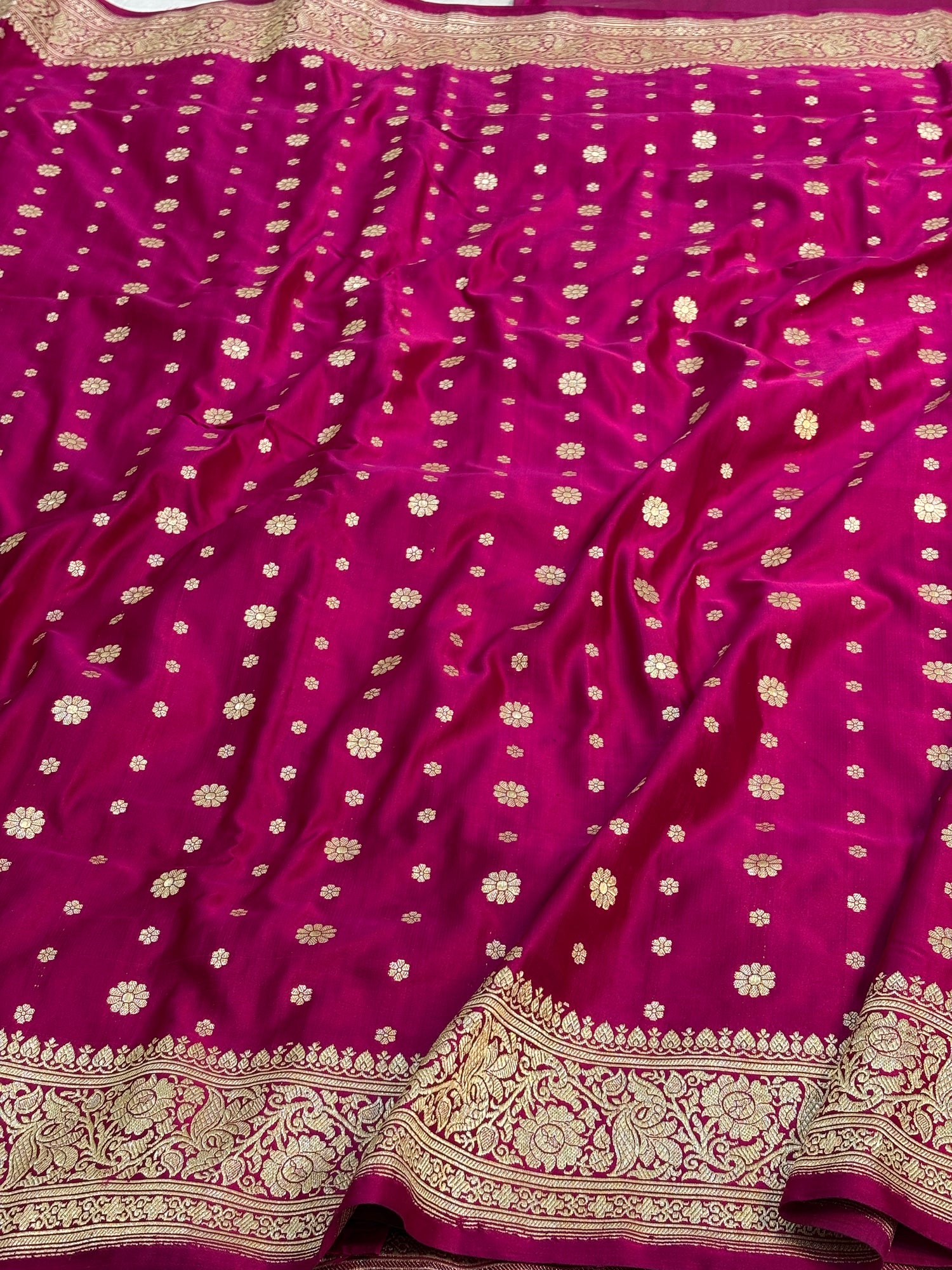 Pink Handwoven Banarasi Satin Silk with Chunari Buti