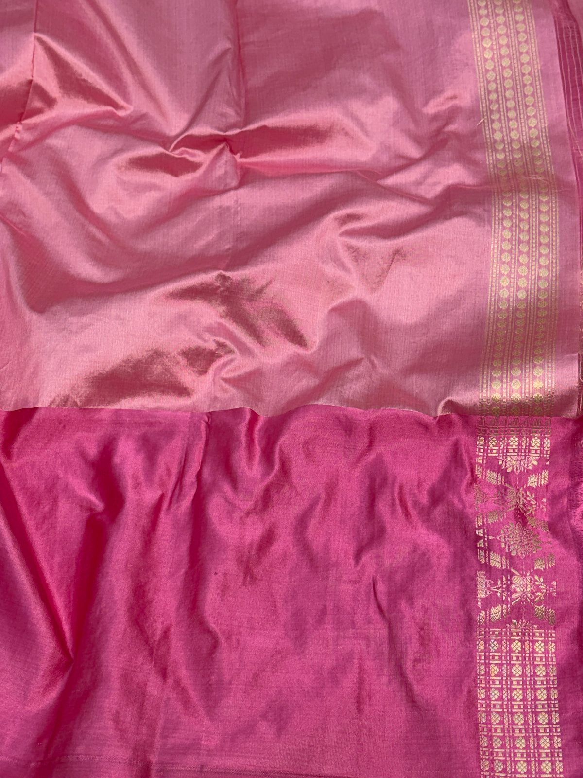 Baby Pink Handwoven Pure Banarasi Kora Silk Saree with Satin Border