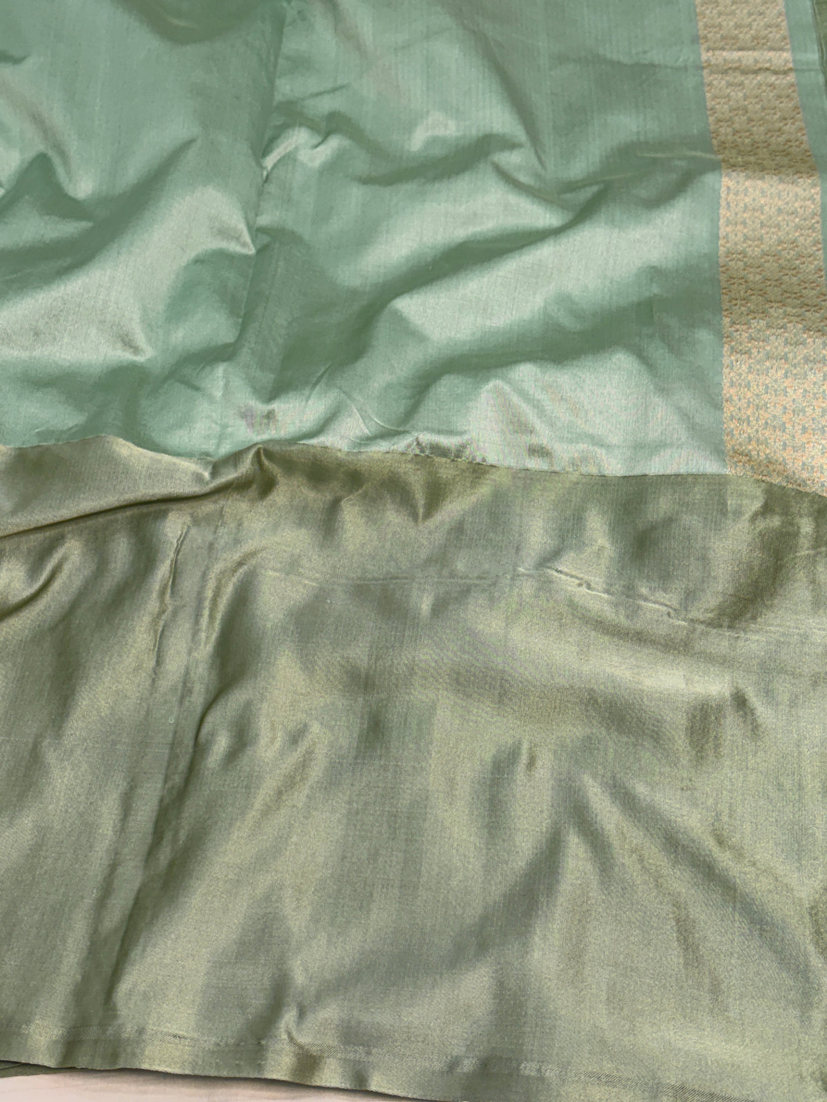 Sea Green Handwoven Pure Banarasi Kora Silk Saree with Satin Border