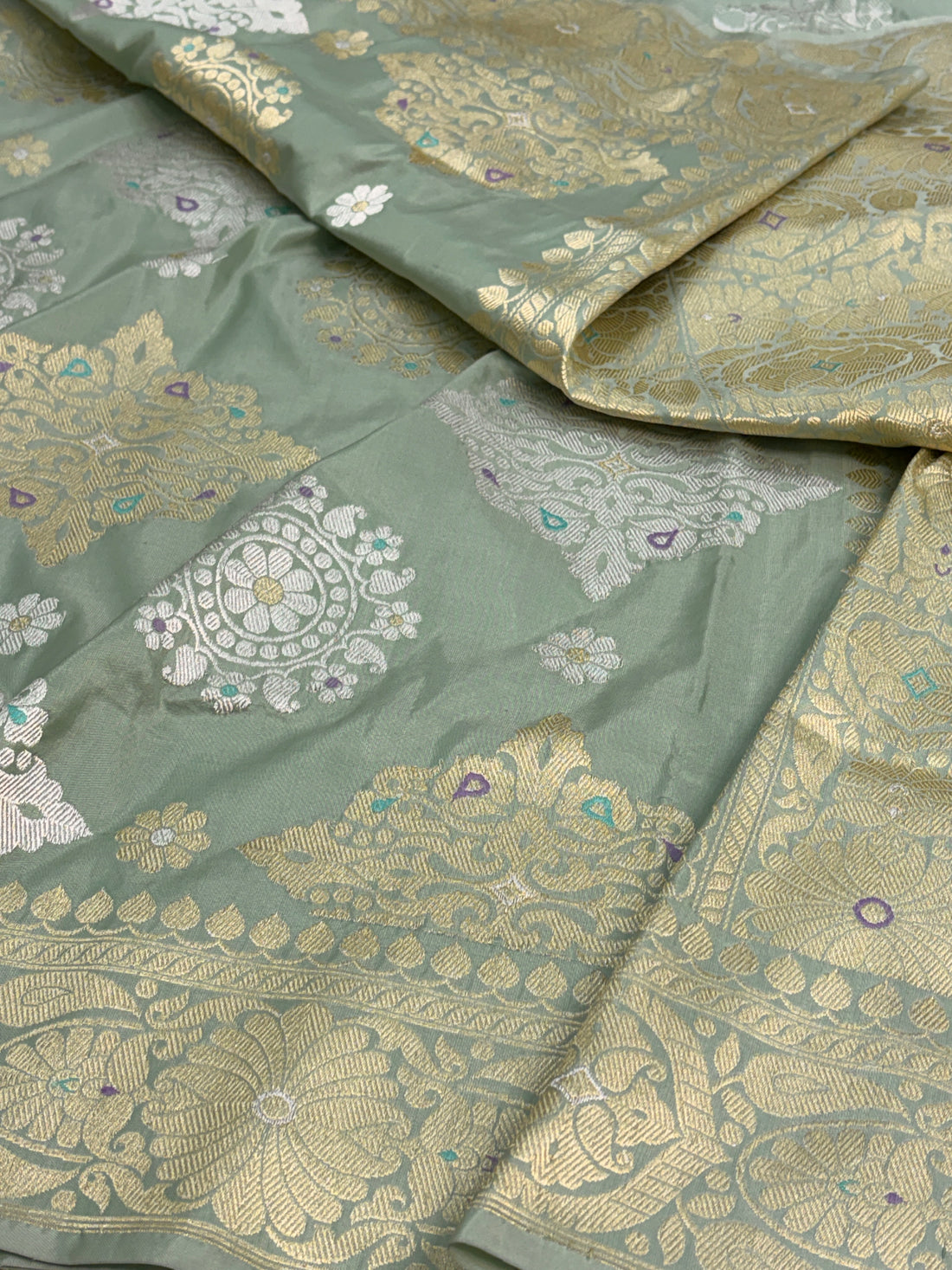 Sea Green Handwoven Pure Banarasi Katan Silk Saree