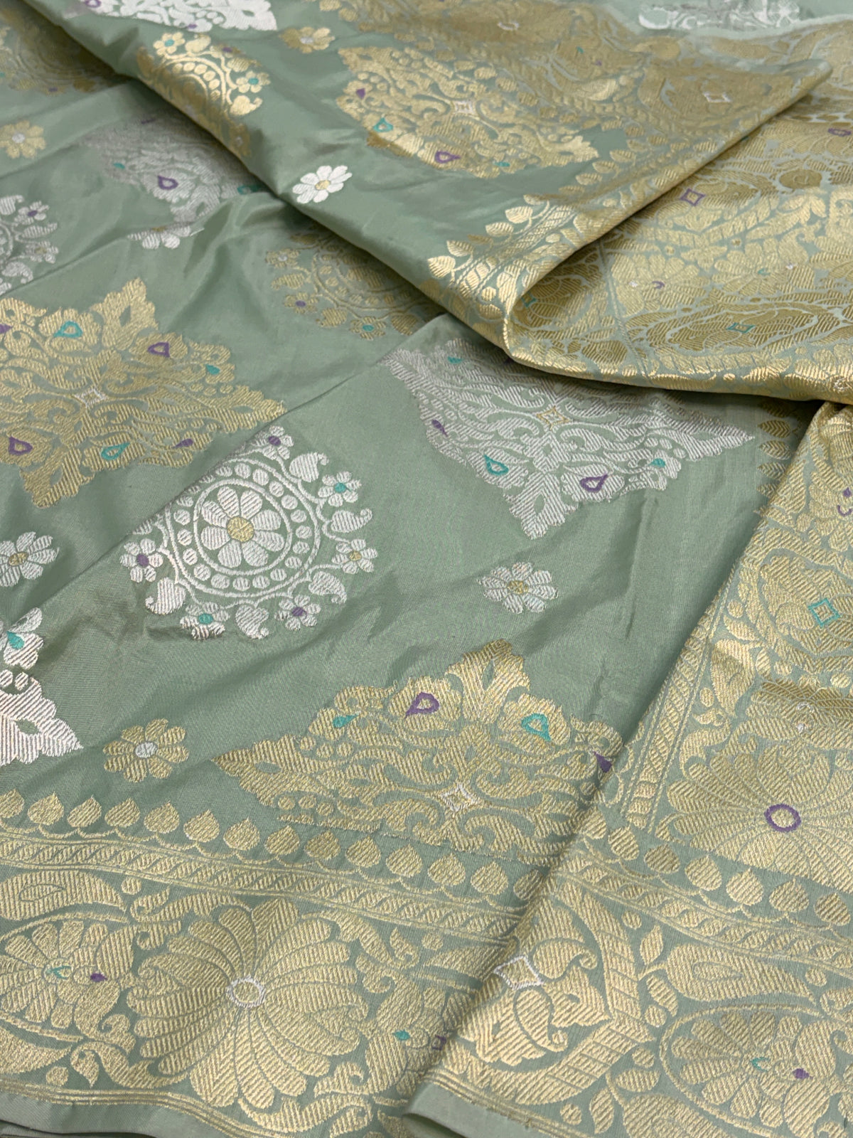 Sea Green Handwoven Pure Banarasi Katan Silk Saree