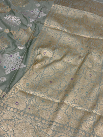 Sea Green Handwoven Pure Banarasi Katan Silk Saree