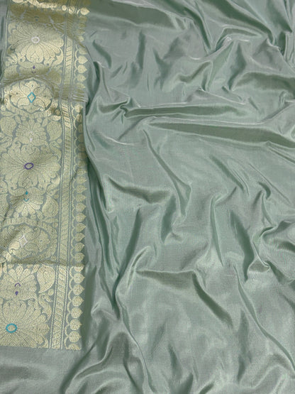 Sea Green Handwoven Pure Banarasi Katan Silk Saree