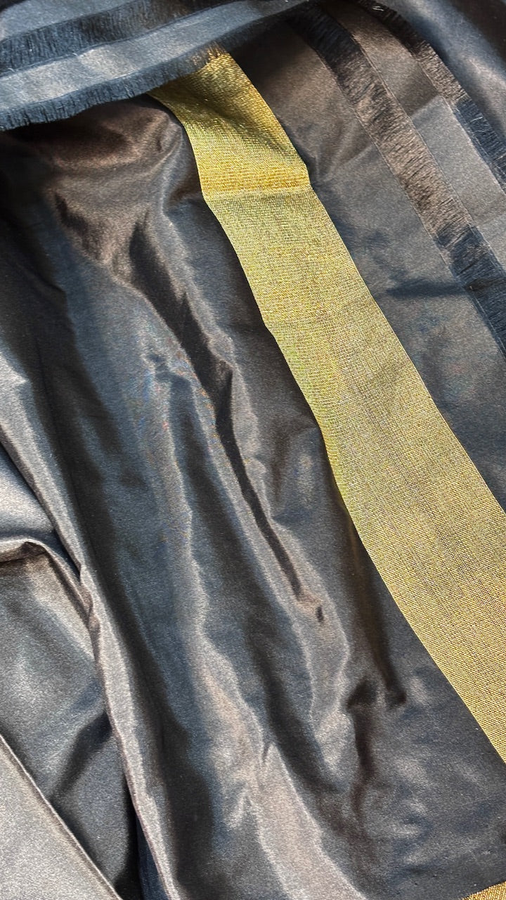 Purple &amp; Black Pure Banarasi Katan Silk Handwoven Saree