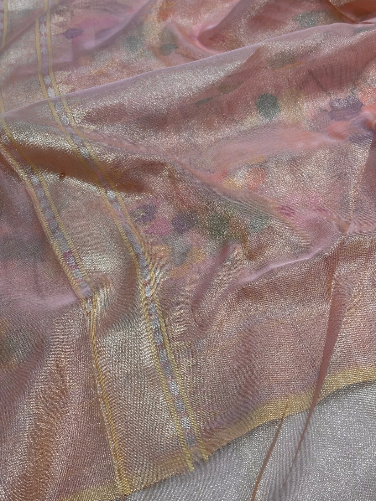 Peach Handwoven Real Zari Exclusive Jamdani Saree