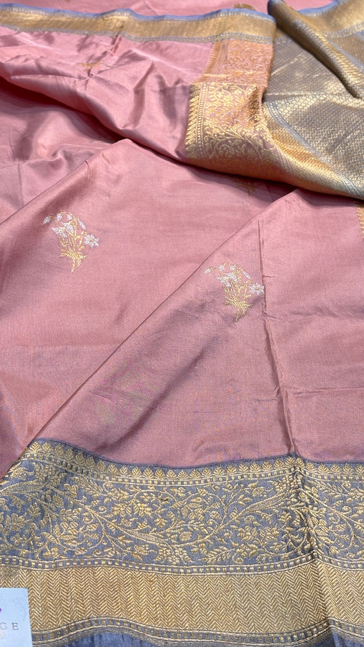 Rose Blush Pure Banarasi Katan Silk Handwoven Saree