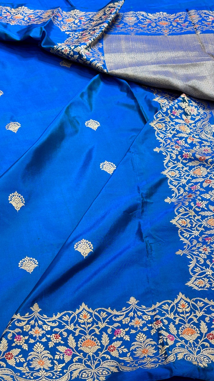 Royal Electric Blue Pure Banarasi Katan Silk Handwoven Saree