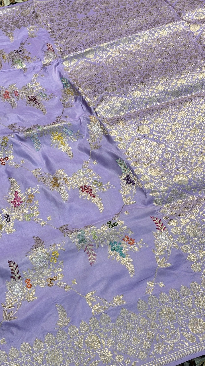 Lavender Pure Banarasi Katan Silk Handwoven Saree