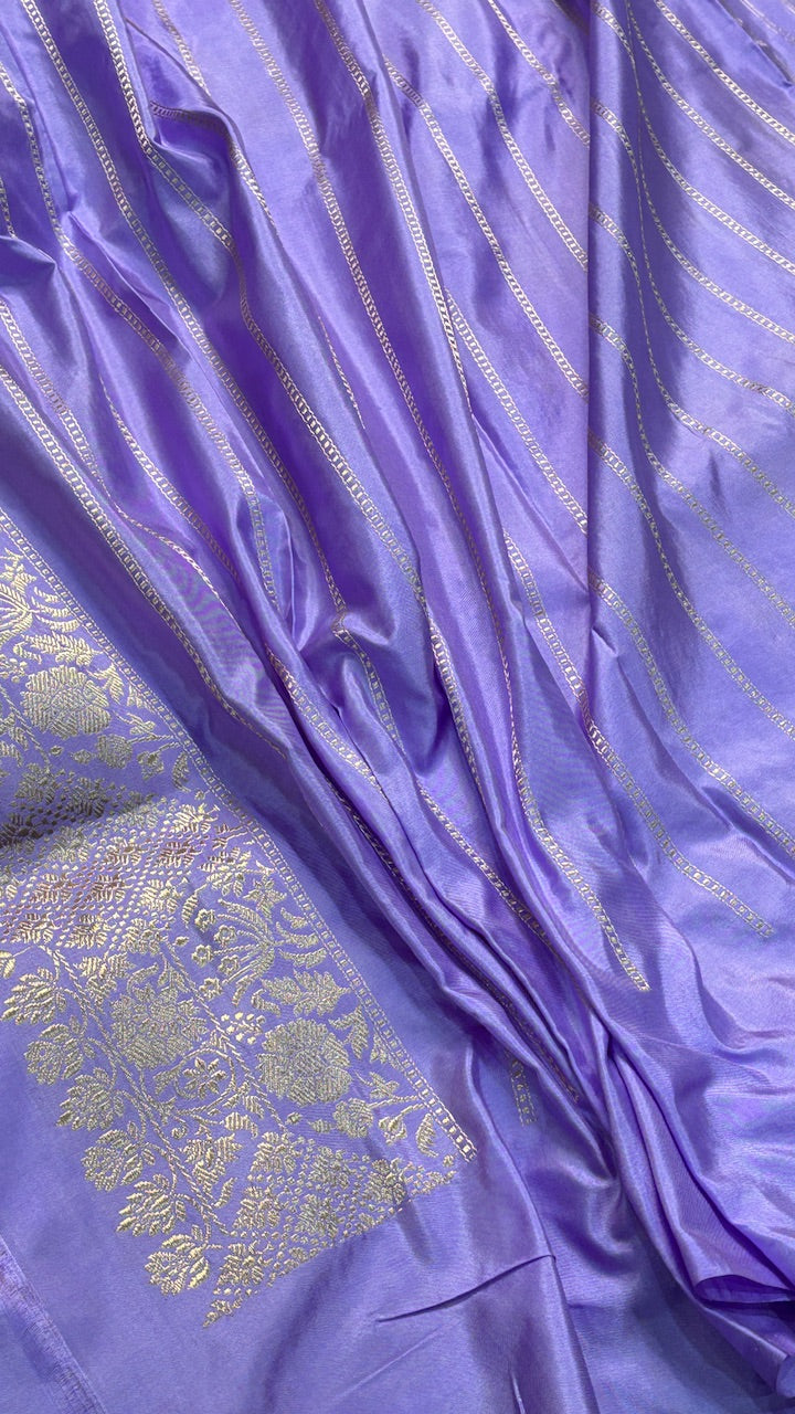 Lavender Pure Banarasi Katan Silk Handwoven Saree