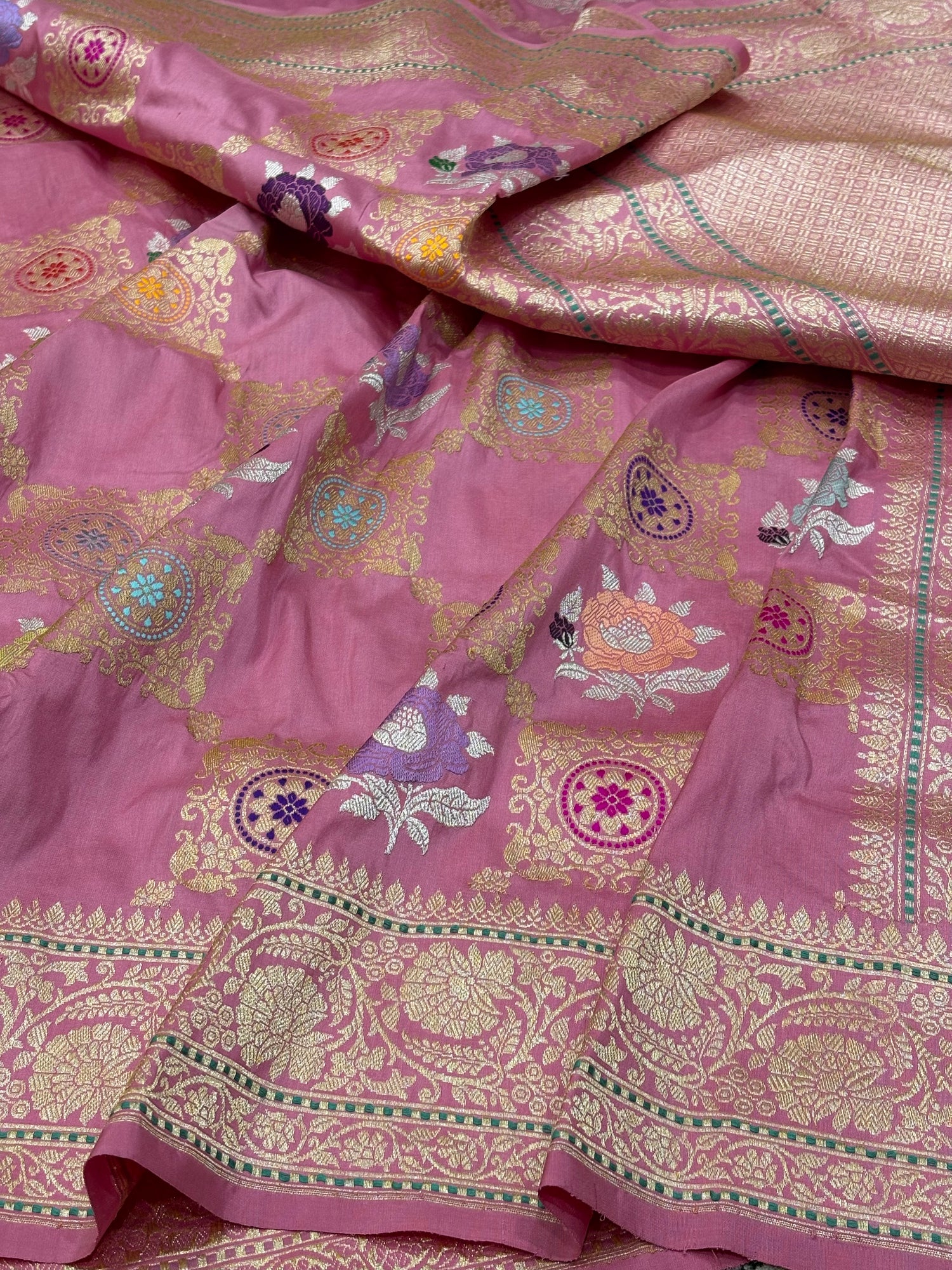 Pink Banarasi Pure Katan Silk Handwoven Saree