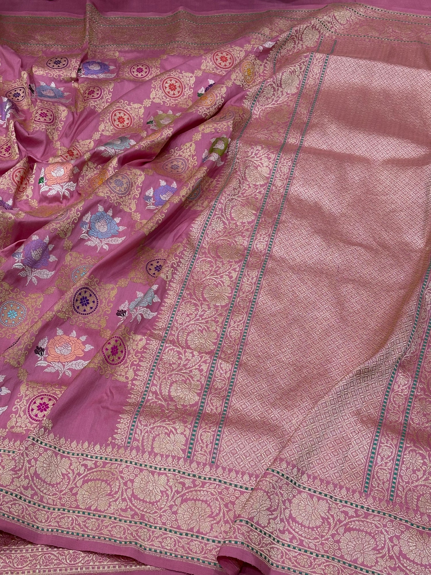Pink Banarasi Pure Katan Silk Handwoven Saree