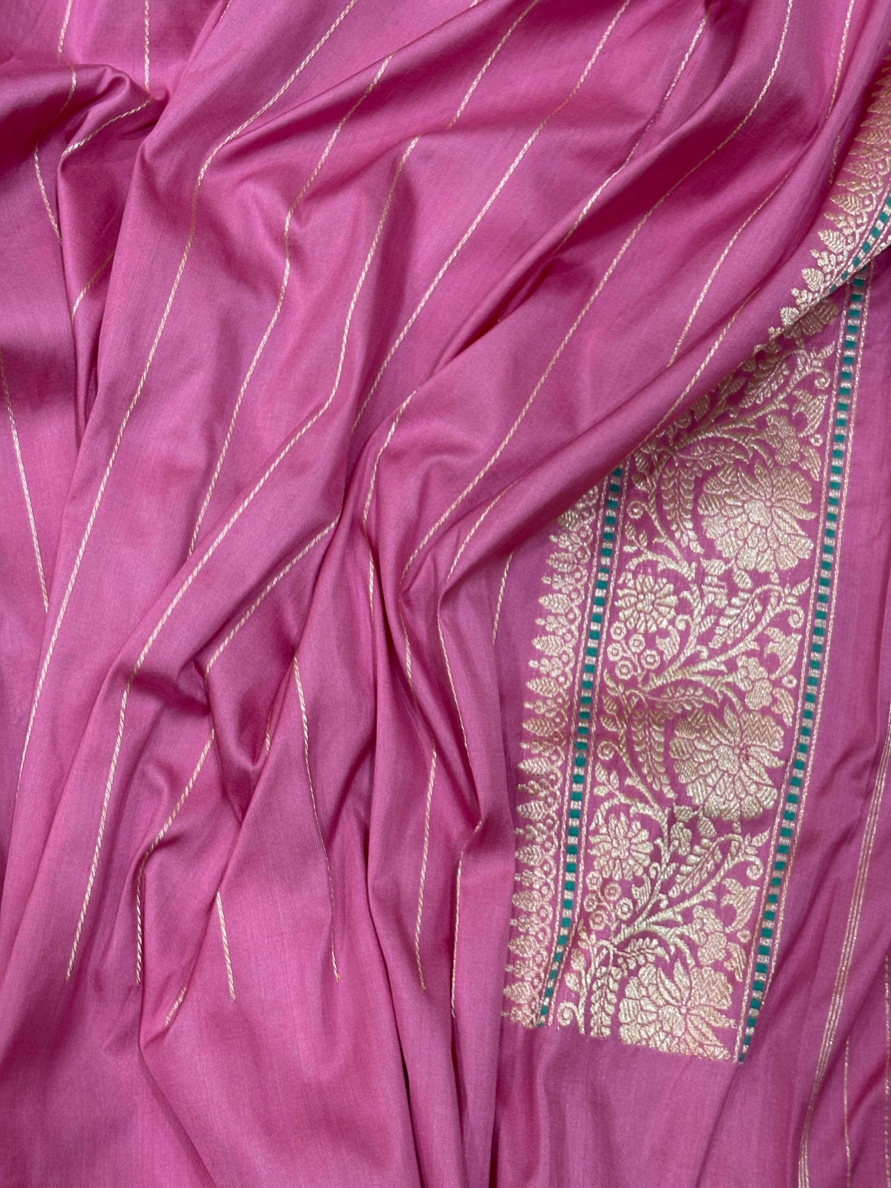 Pink Banarasi Pure Katan Silk Handwoven Saree