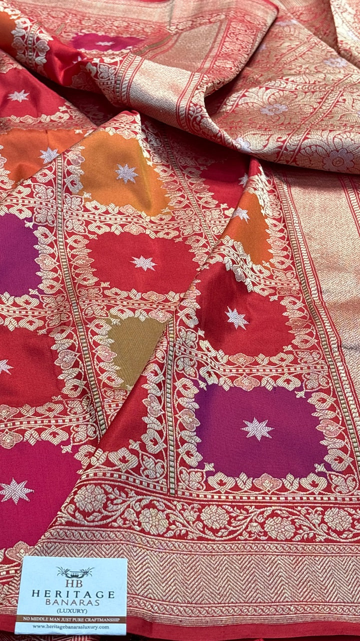 Red Pure Banarasi Rangkaat Katan Silk Handwoven Saree