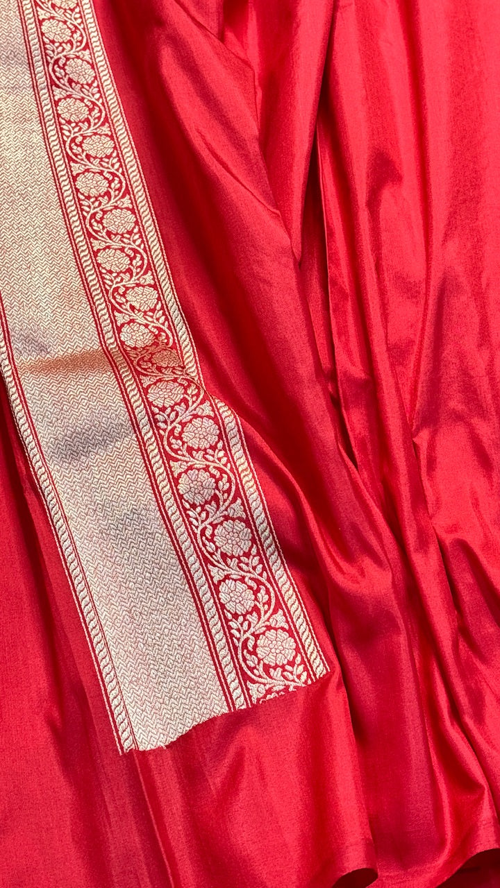 Red Pure Banarasi Rangkaat Katan Silk Handwoven Saree