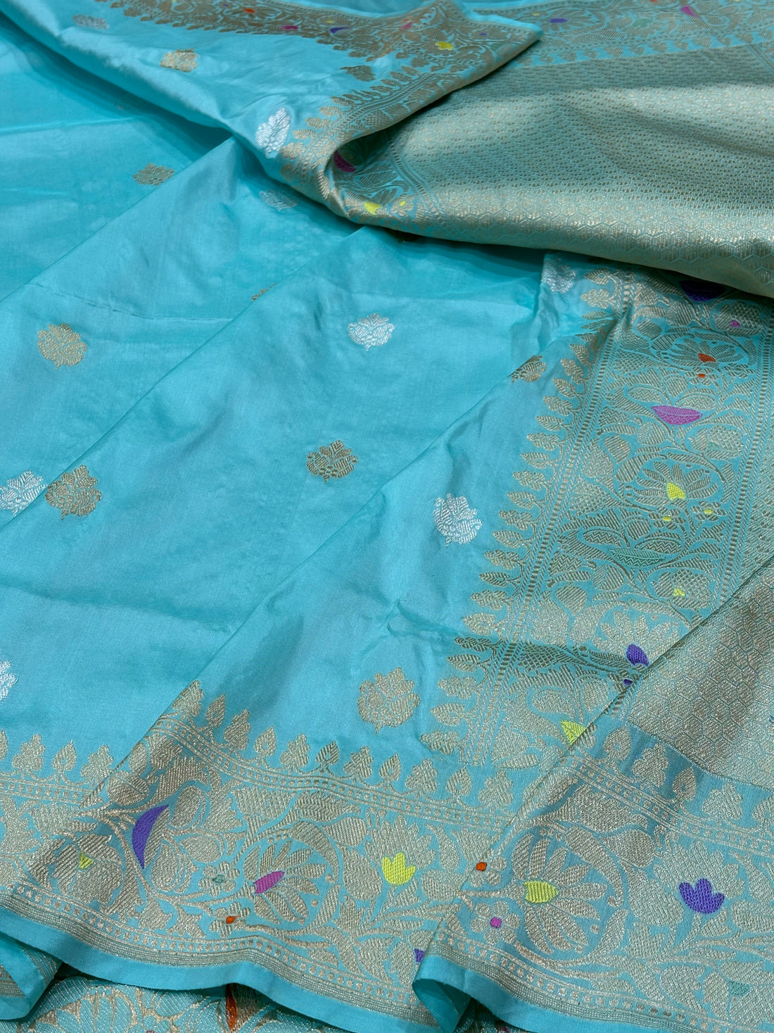 Sky Blue Banarasi Pure Katan Silk Handwoven Saree