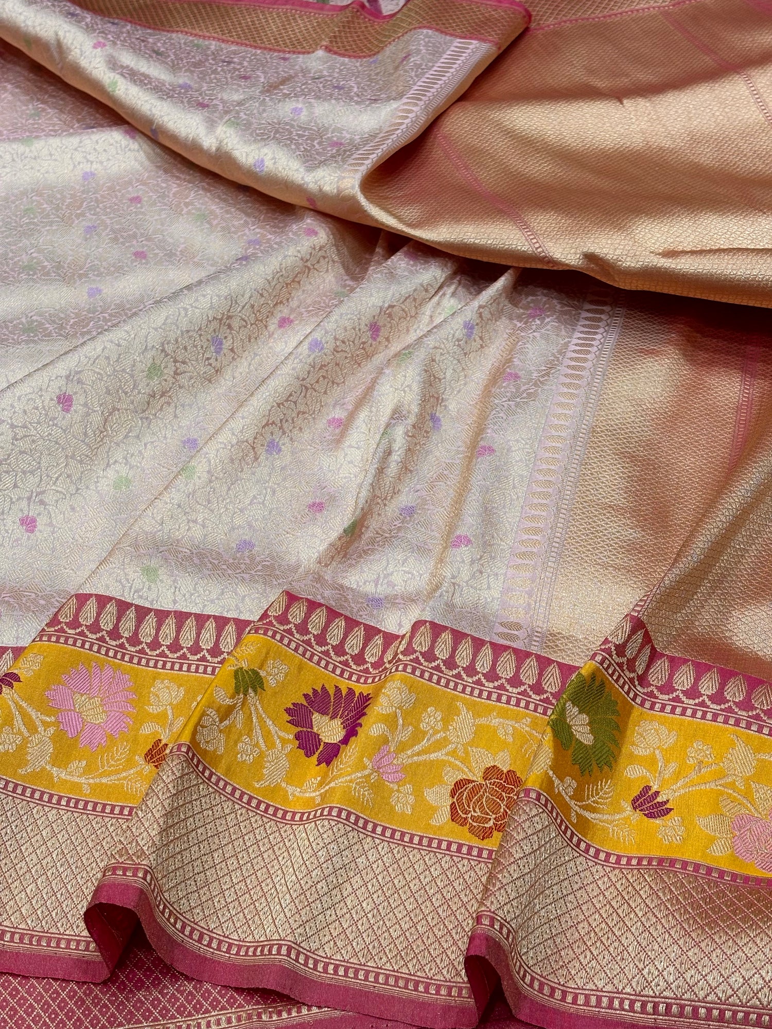 Rose Pink Banarasi Tissue Silk Handwoven Saree